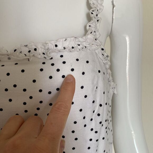Urban Outfitters Wren Ivory Dotted Linen Viscose Ruffle Mini Dress Size Small - Picture 16 of 16